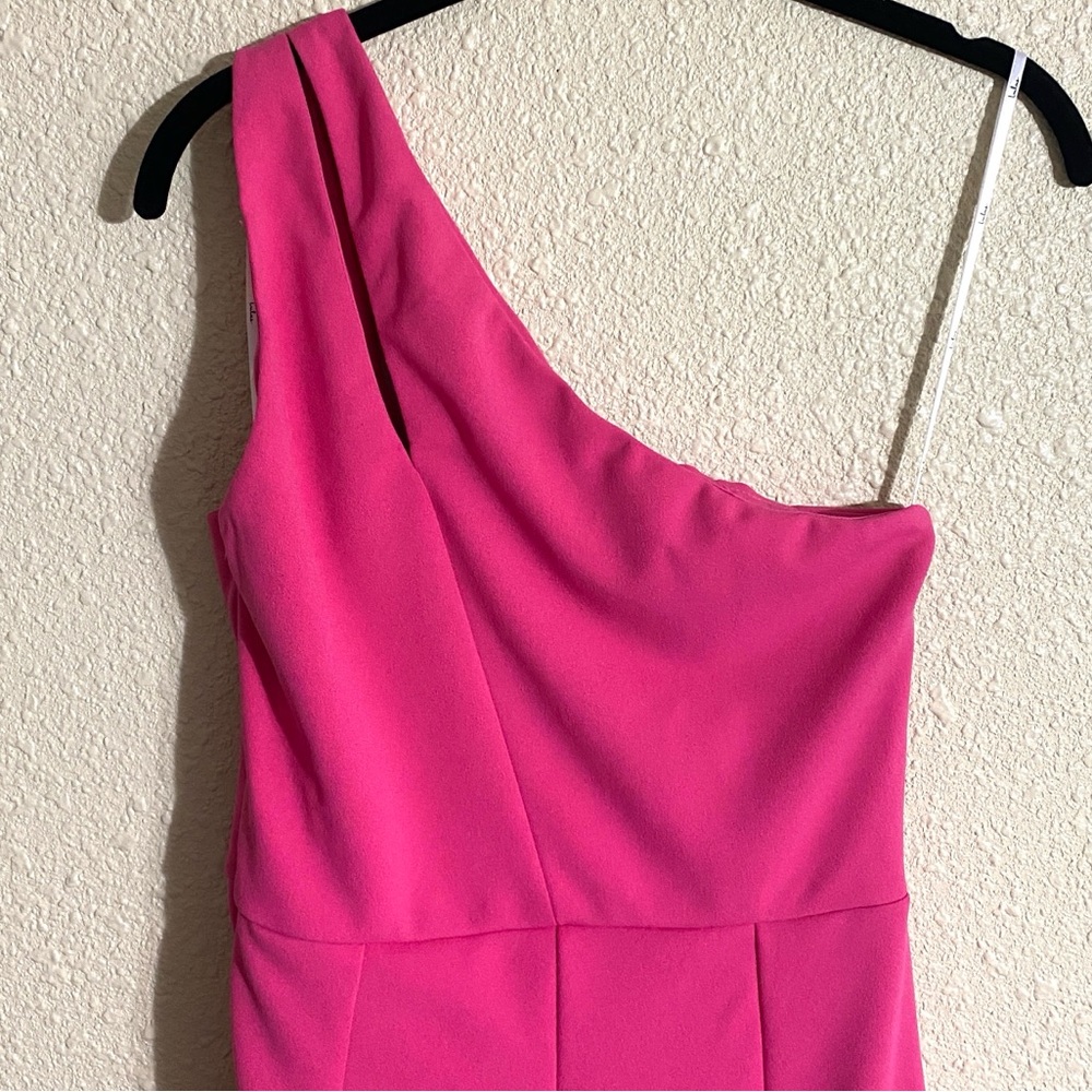 NWT Lulus Hot Pink So Flirty one Shoulder Cutout Asymmetrical Dress Size S - Picture 9 of 14